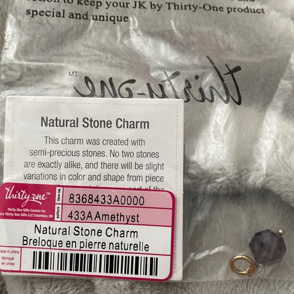 JJ by Thirtyone amethyst natural stone charm - Picture 1 of 2